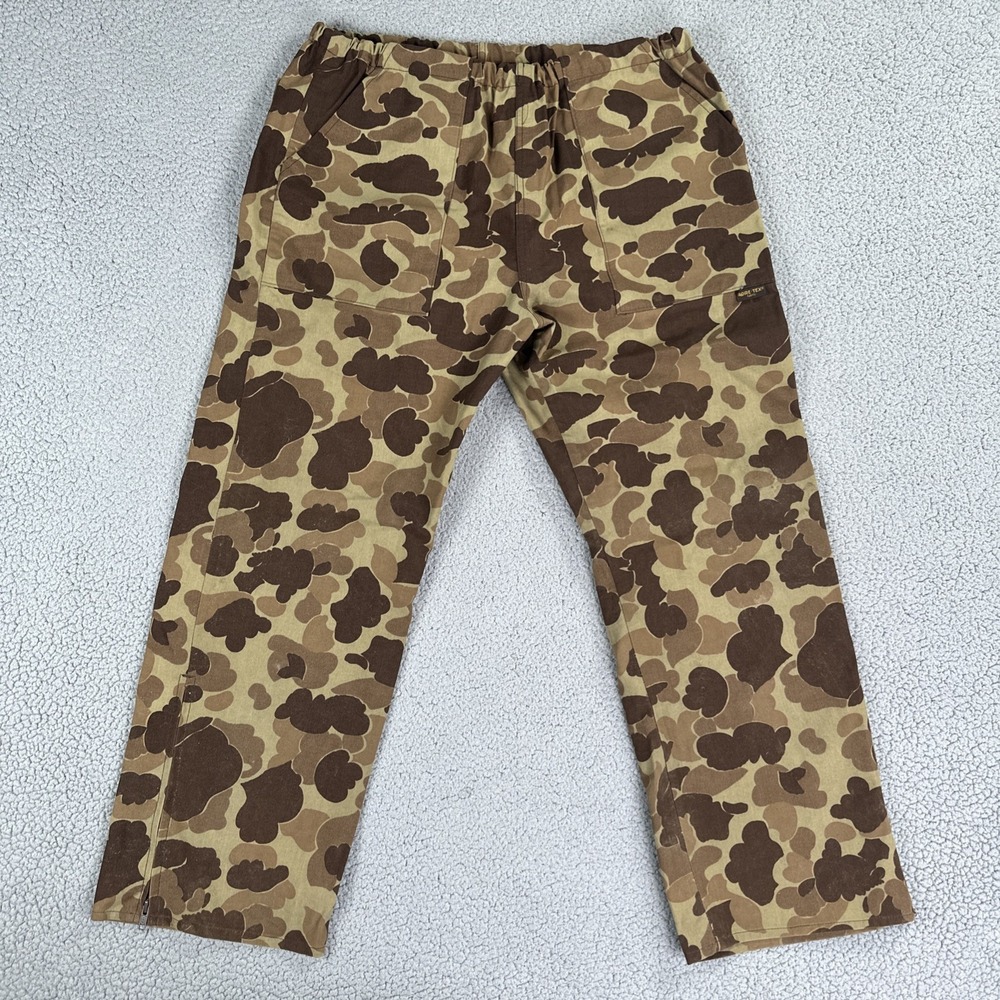 VTG 90s Browning Frog Camo Gore-Tex Hunting Pants Men Large Ankle Zip USA Made